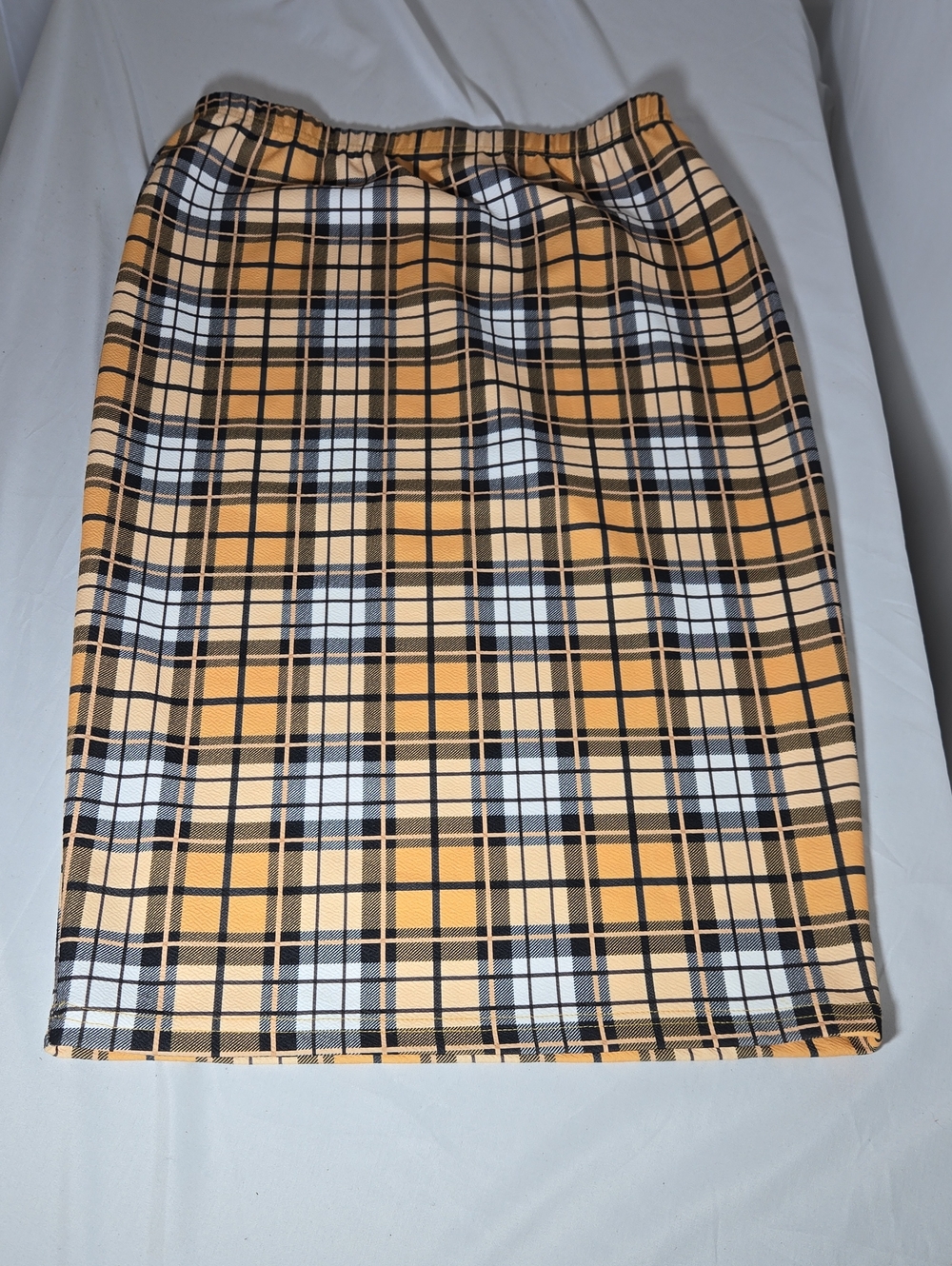 Yellow Plaid Pencil Skirt - Women